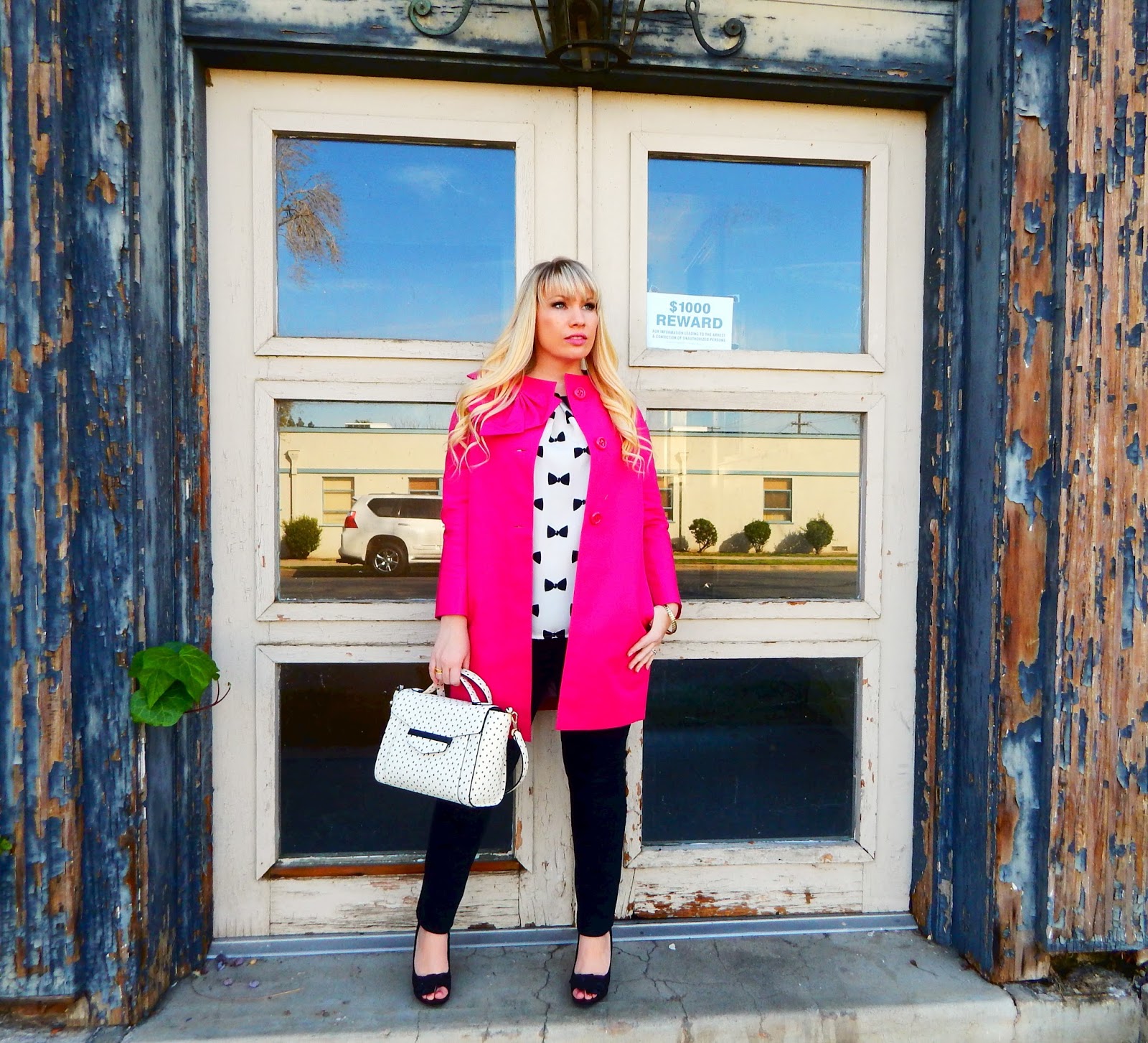 Pink Kate Spade Bow Coat Outfit