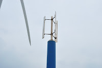 top of tower with giromill wind turbine