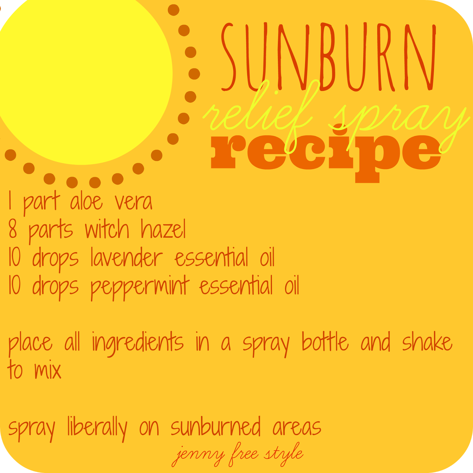 {Jenny Free Style} diy sunburn relief spray {using essential oils}