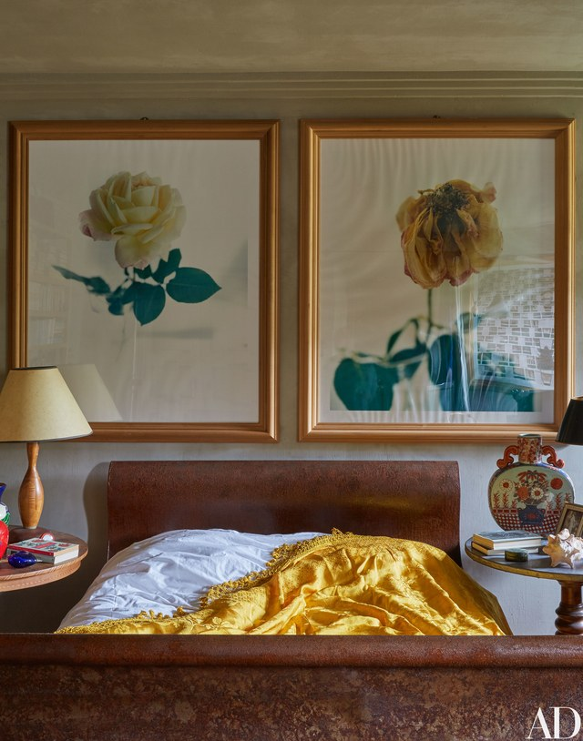 Tour all-season garden inside (& out) a boho farmhouse in Italy - guest room Oberto Gili on Architectural Digest. www.bohohome.com @bohosusan