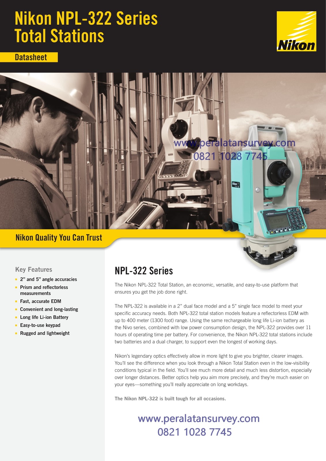 Brosur Total Station Nikon NPL-322 2Series Brosur Total Station Nikon NPL-322 2Series