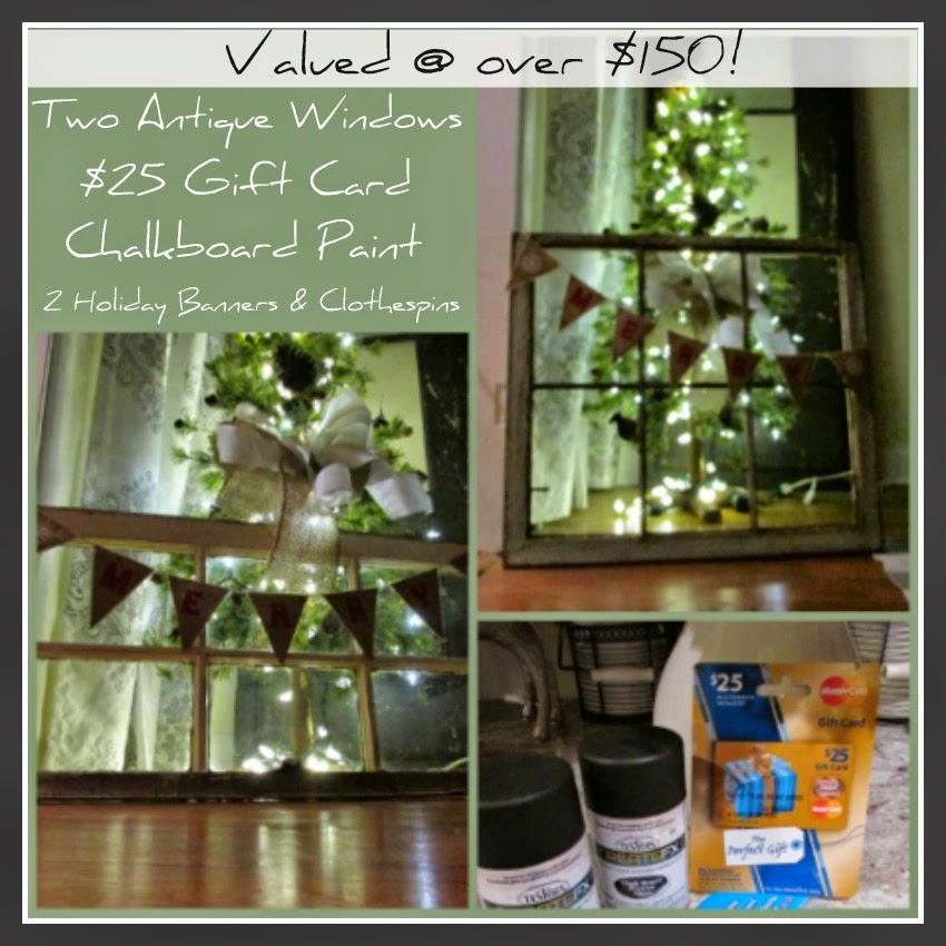 Christmas Giveaway~Win 2 Antique Wood Windows plus goodies to decorate them with @ www.rustic-refined.com