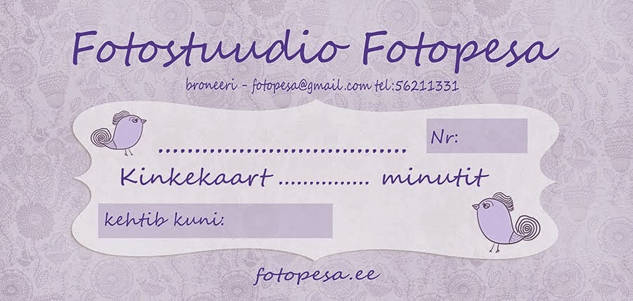 Fotostuudio kinkekaart