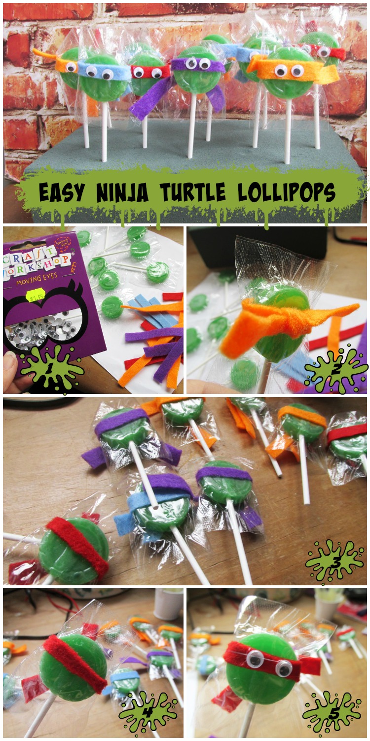 Cute (and Easy) Ninja Turtle Lollipops