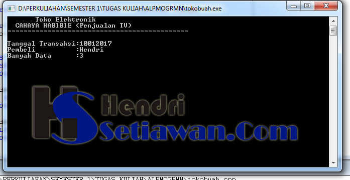 Contoh Program Aplikasi Penjualan Tv Elektronik Menggunakan C Hendri Setiawan