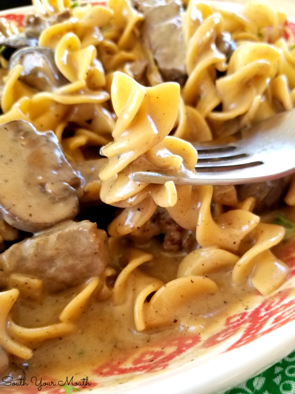 An easy-to-follow recipe for classic Beef Stroganoff with tender strips of steak, sliced mushrooms and sauteed onions in a velvety sauce made with real sour cream.