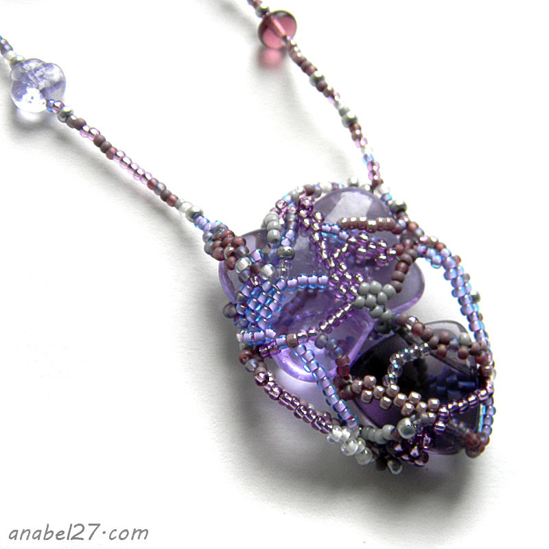 freeform necklace beadwork free form peyote violet purple boho