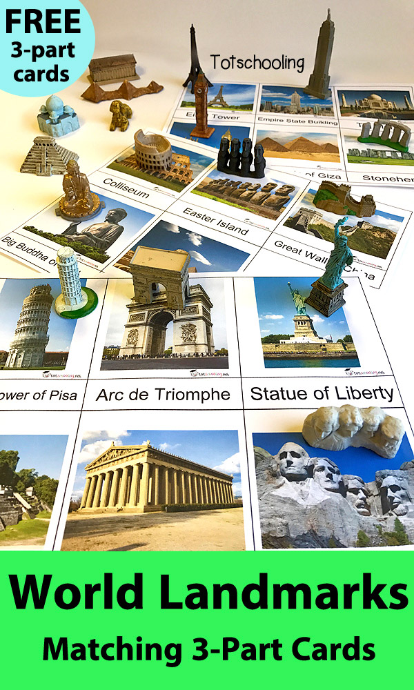 World Landmarks 3Part Cards and Matching with Safari Toob