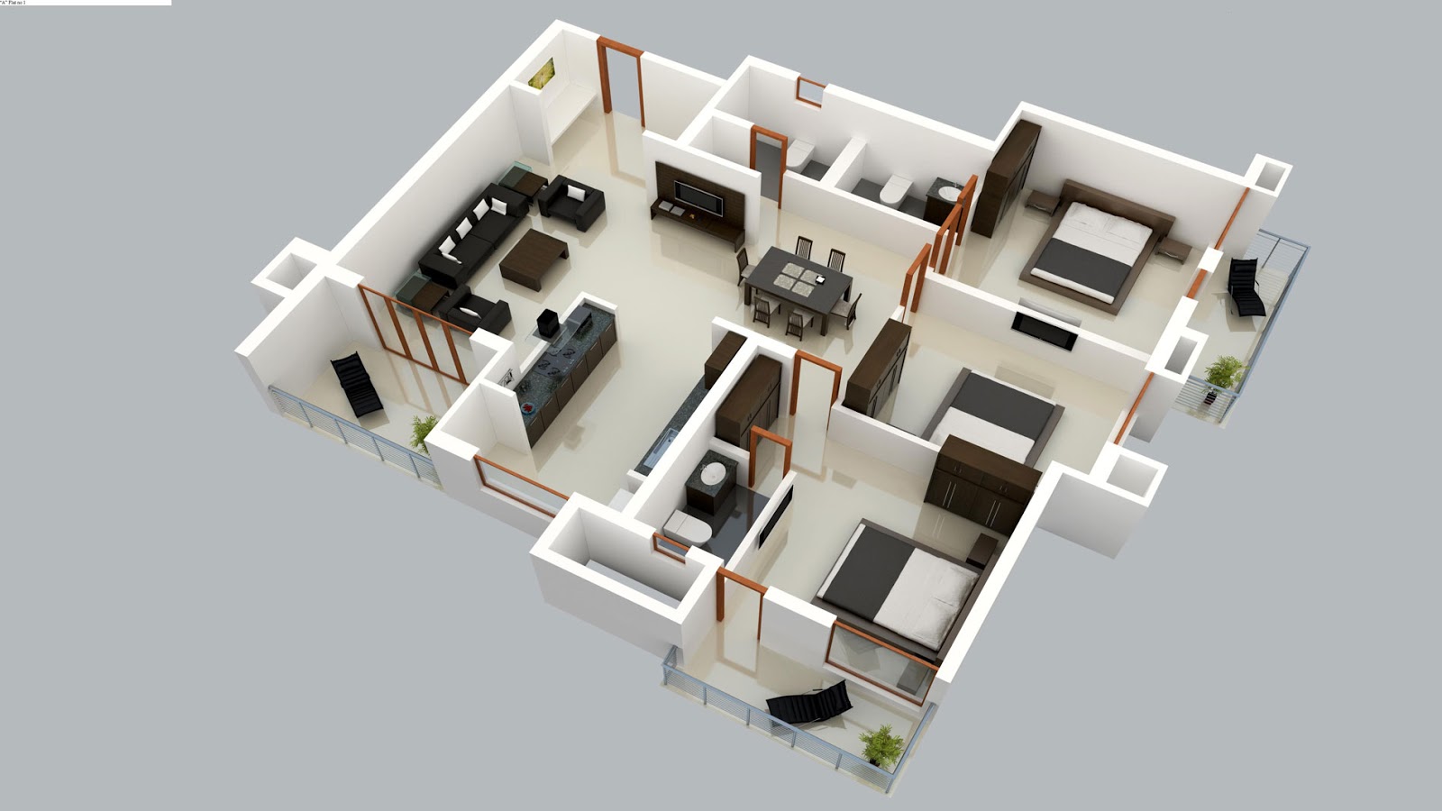 Foundation Dezin Decor 3D Plan  Layout  Furniture 