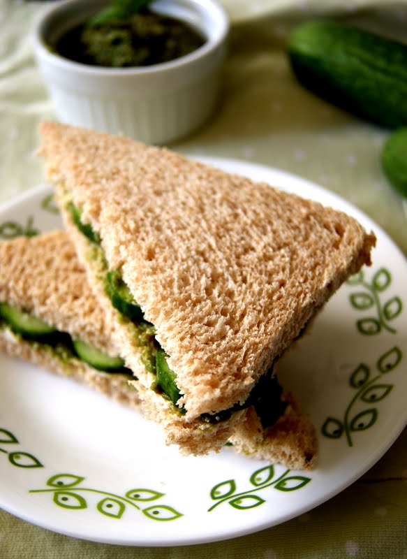 Dil Se.. Cucumber Sandwich with basilmintcilantro chutney