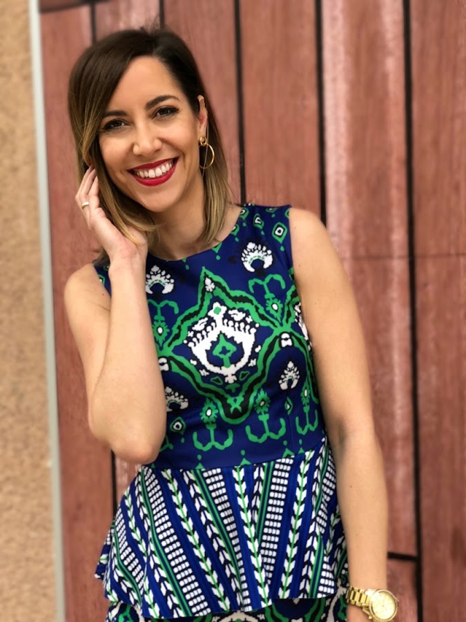 Fitness And Chicness-Vestido estamapado azul y verde-Vestido y Tacon-3