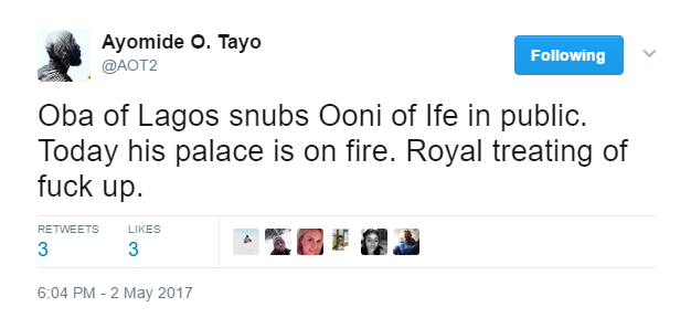 Video: Fire outbreak at Oba of Lagos' palace and Nigerian’s react
