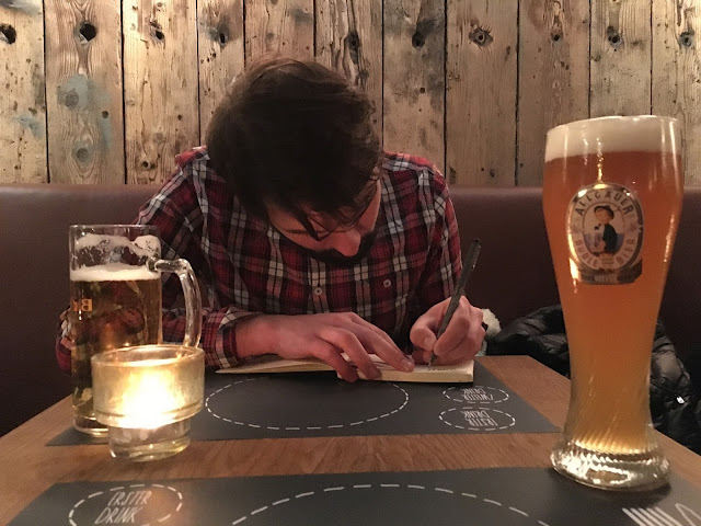 Creative doodling with a beer.