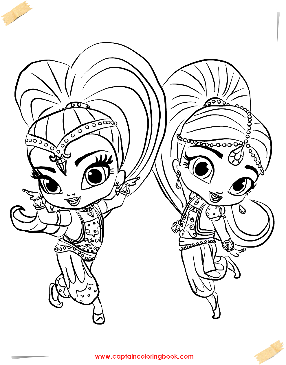 Shimmer And Shine Monkey Coloring Pages