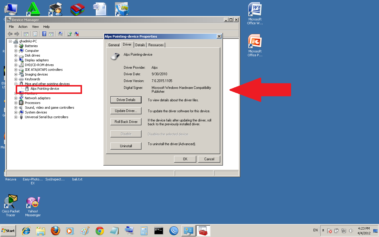 Alps pointing device. Alps pointing-device driver.