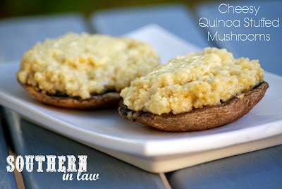 Cheesy Quinoa Stuffed Mushrooms - A gluten free, healthy side dish recipe