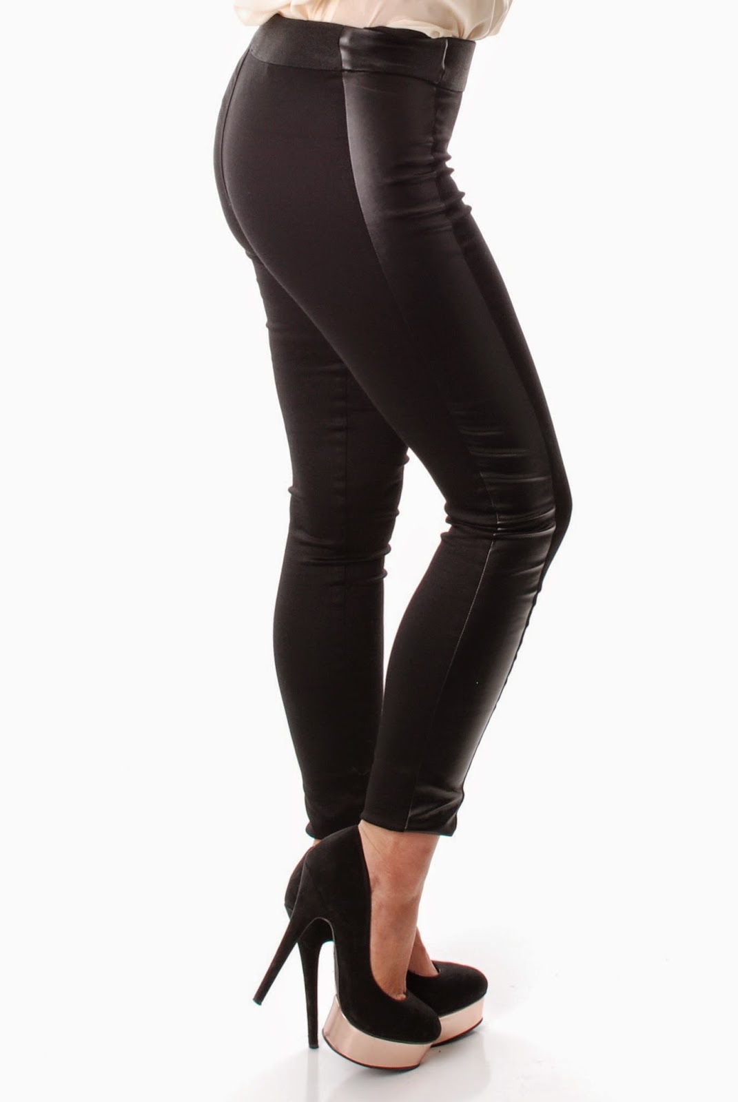 Fancy and Beautiful Leather Panel Leggings Fashionate Trends