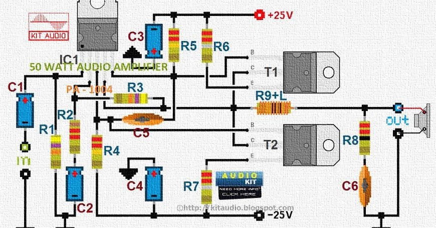 Grozzart 50watt Amplifier Circuit Diagram In Transister For 13volt Supply
