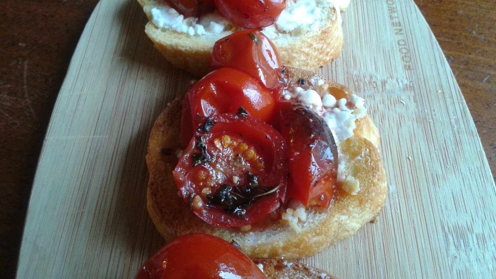 Red Wine Cherry Tomato & Goat Cheese Crostini
