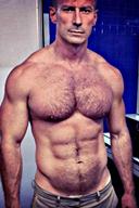 Muscular Male Bodybuilders Hunks with Furry Pecs