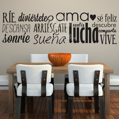 vinilo decorativo frase rie diviertete ama lucha