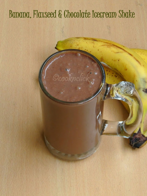 Banana, chocolate icecream & flaxseed shake