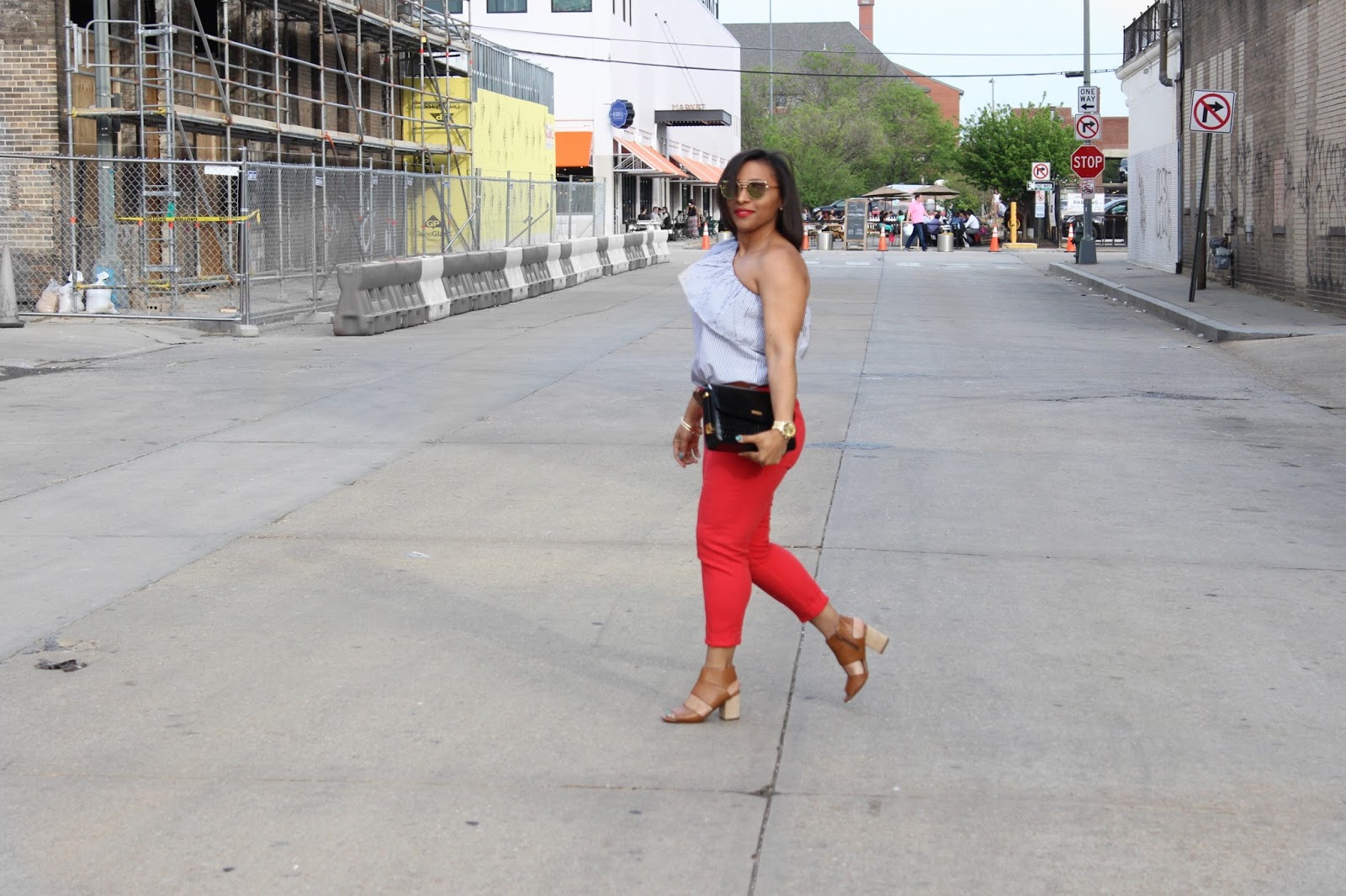 Better in pairs, hush puppies shoes, one shoulder blouse, mirrored sunglasses, union market dc, summer looks, spring outfits, hush puppies heels
