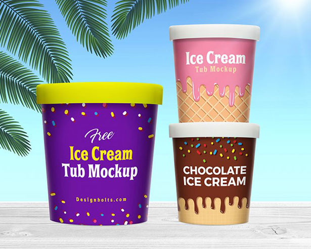 Ice Cream Bucket Tub Mockup PSD Gratis Mockup Packaging/Kemasan PSD 2018 - Ice Cream Bucket Tub Mockup PSD