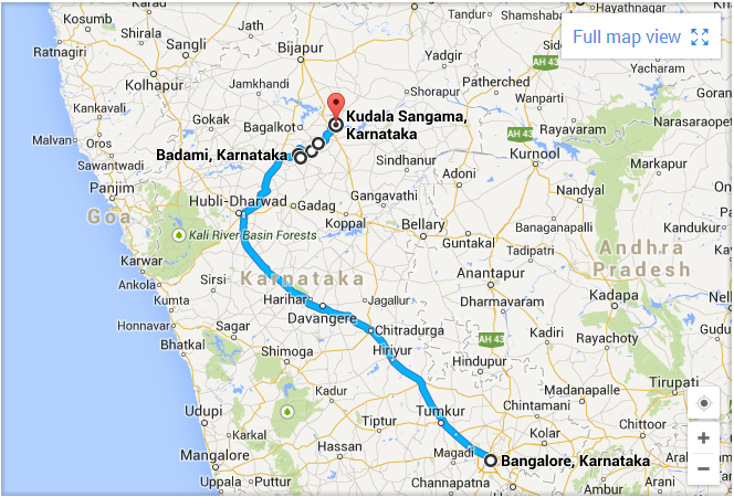 Badami In Karnataka Map Badami To Koodala Sangama - Nomads