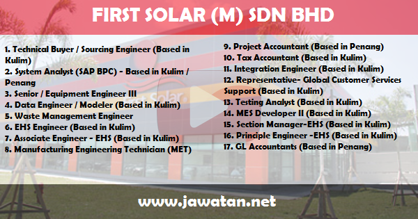 Jawatan Kosong di First Solar Malaysia Sdn Bhd Jawatan Kosong di First Solar Malaysia Sdn Bhd
