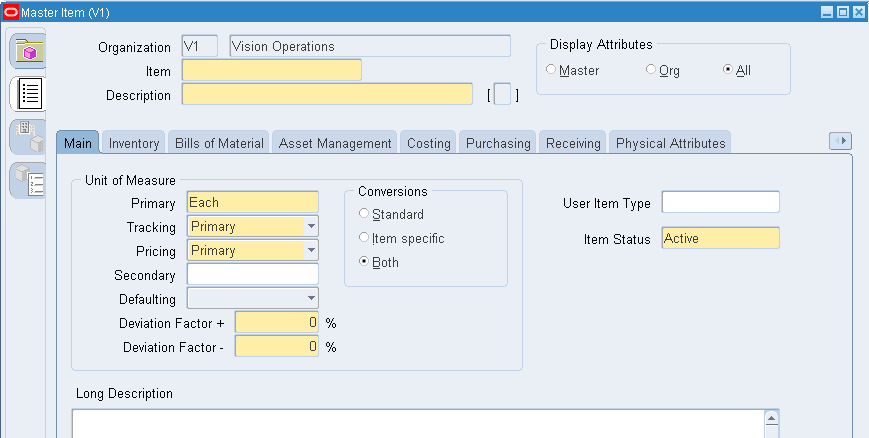 oracle inventory item organization assignment api