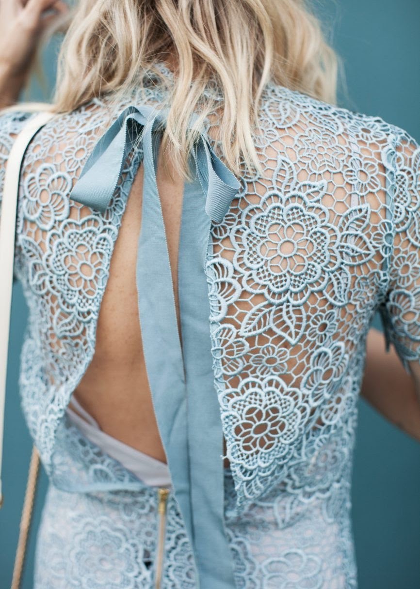 Open-back guipure lace mini dress by Damsel In Dior 