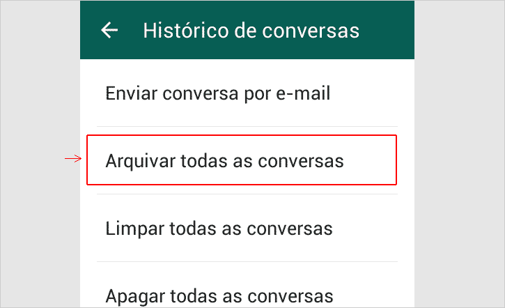 Arquivar todas as conversas no WhatsApp