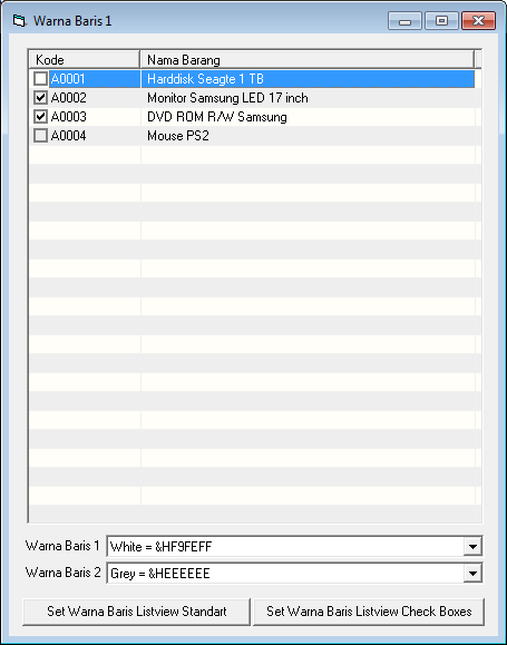 Membuat Listview dengan Baris Berwarna VB6 Membuat Listview dengan Baris Berwarna VB6