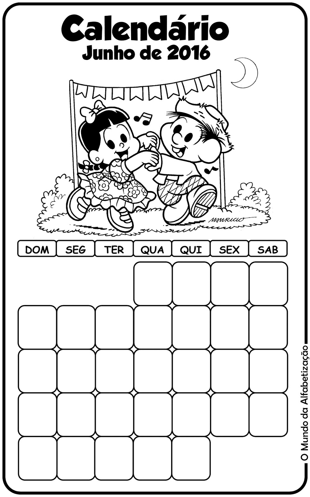 O Mundo da Alfabetização Calendário de Junho