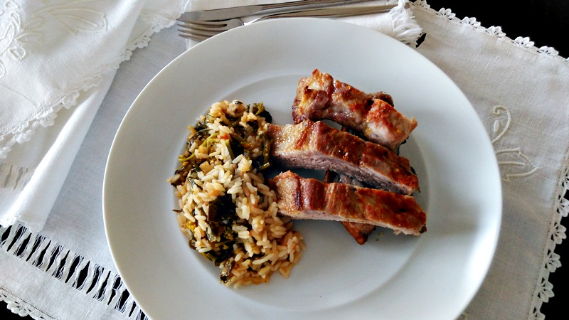 receita + arroz de grelos