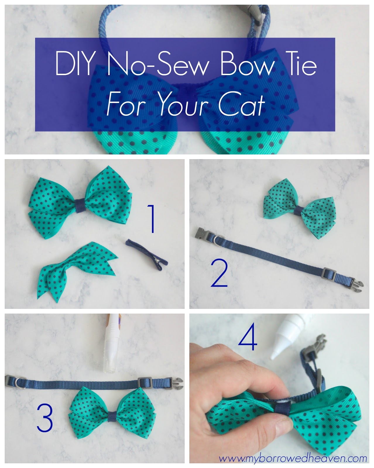 Borrowed Heaven DIY No Sew Bow Tie For Your Cat Borrowed Heaven DIY No Sew Bow Tie For Your Cat
