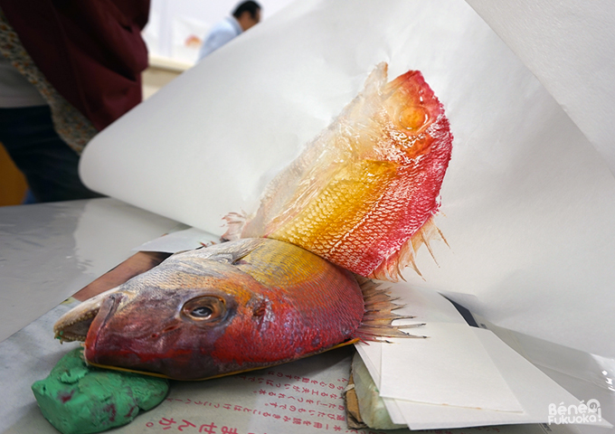 魚拓体験、福岡市博物館