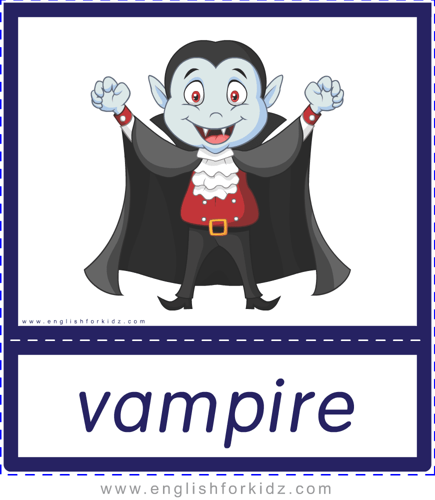 Printable Halloween Flashcards: Spooky Characters