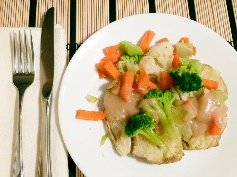 Vegan by FairyLynne Baked Potatoes with Steamed Veggies