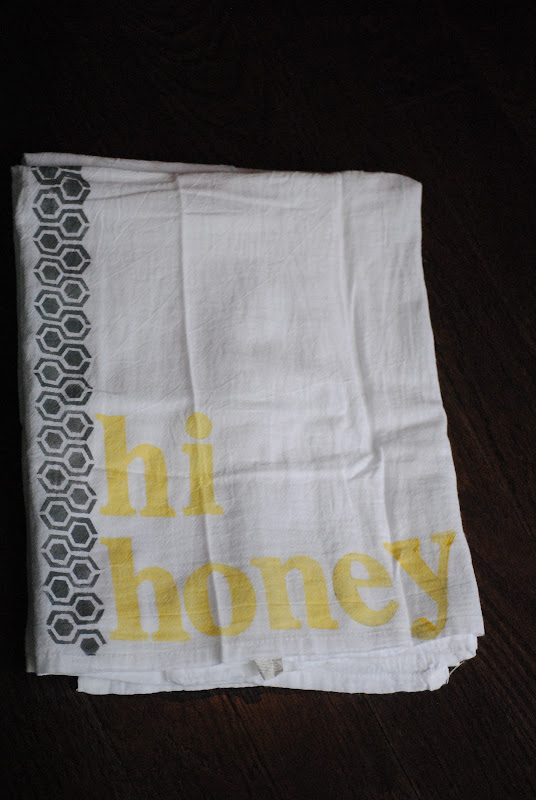 stenciled and stamped Tea Towel Tutorial