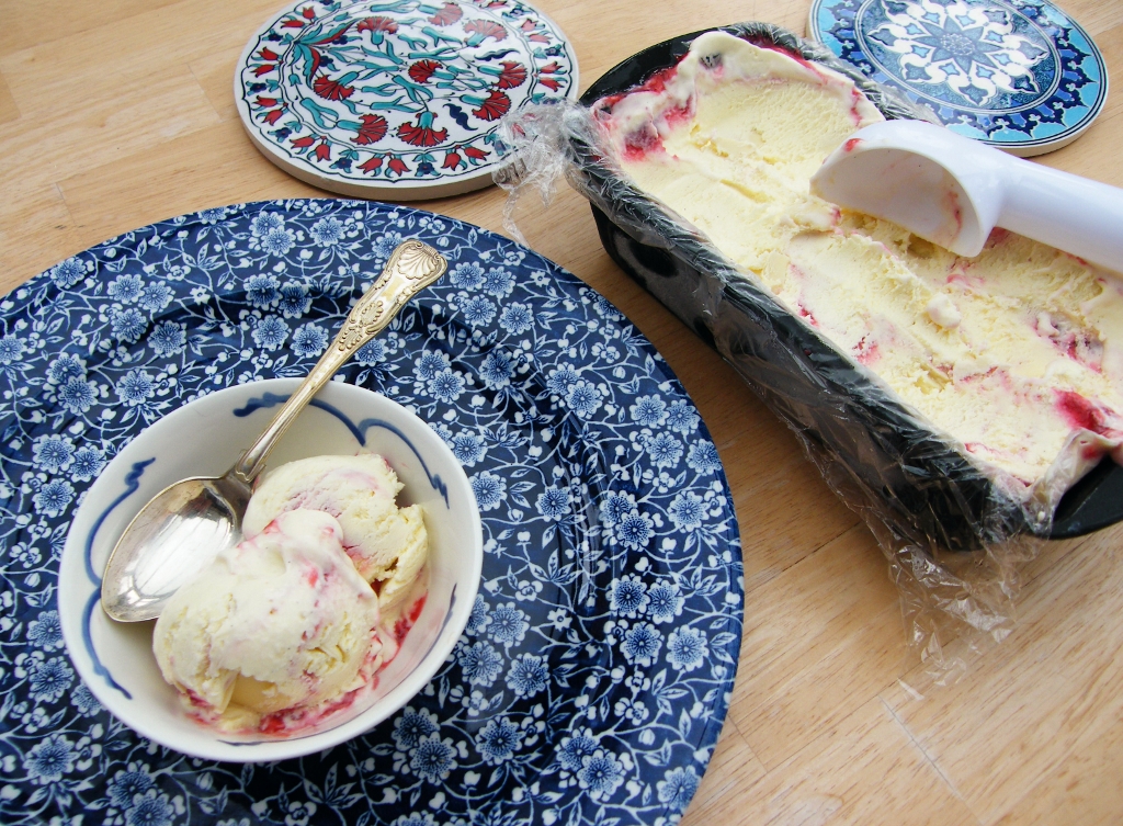Raspberry Ripple & White Chocolate Ice Cream (no churn) Tinned Tomatoes
