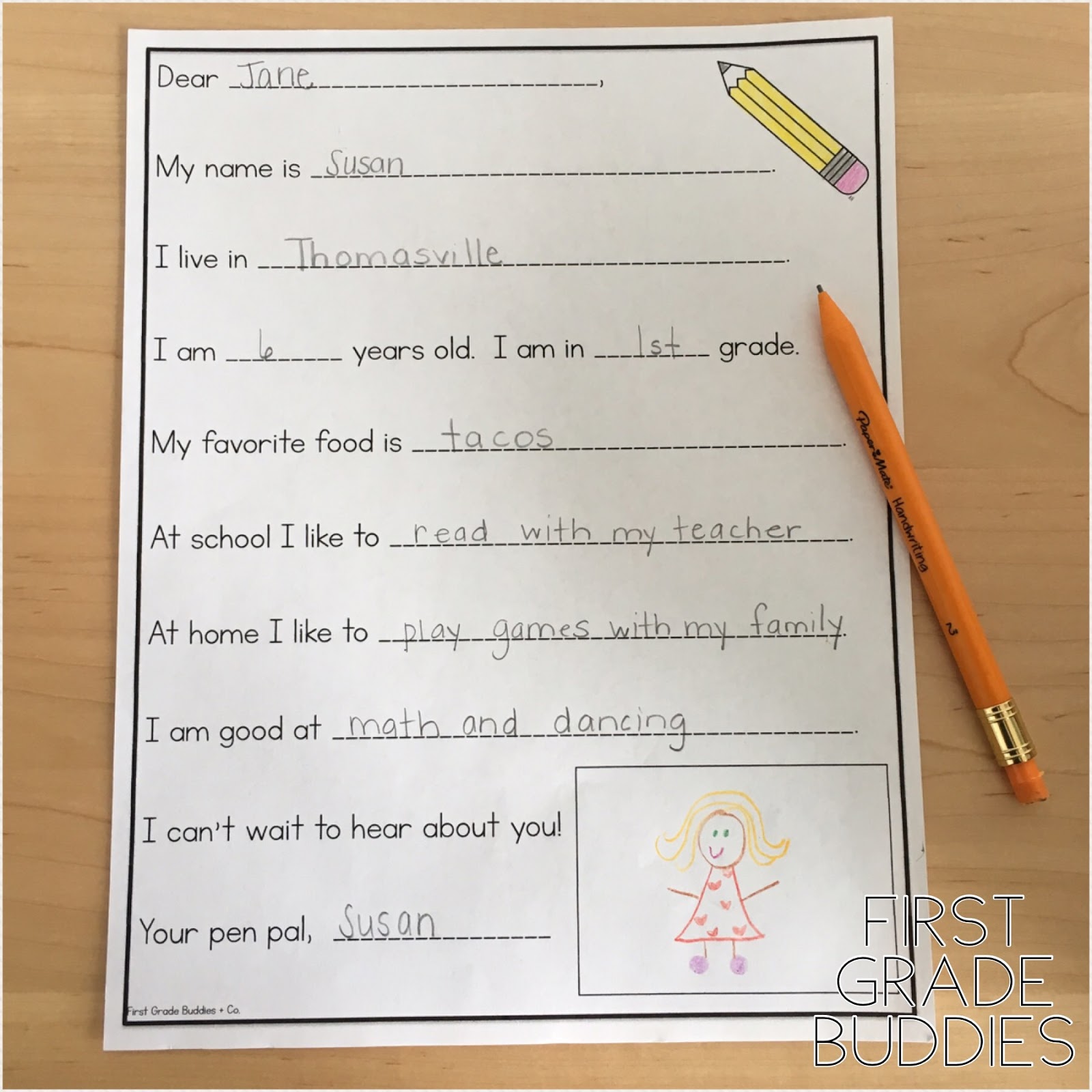 Pen Pals Through the Year  First Grade Buddies Within Pen Pal Letter Template