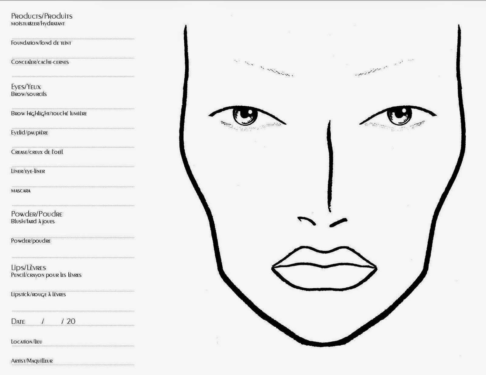 Printable Face Chart - Printable World Holiday