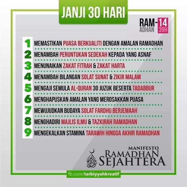 Ganjaran di bulan Ramadan Manifesto Ramadan