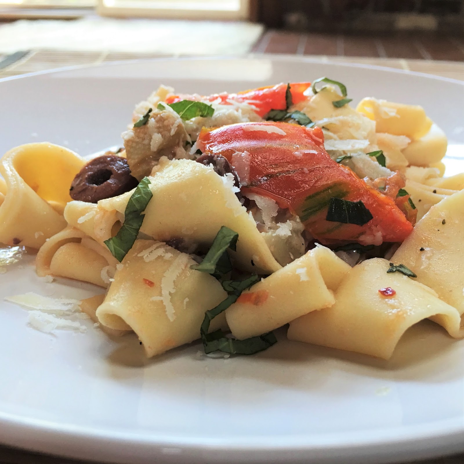 Pappardelle Pasta with Artichokes, Tomatoes and Olives mysavoryspoon