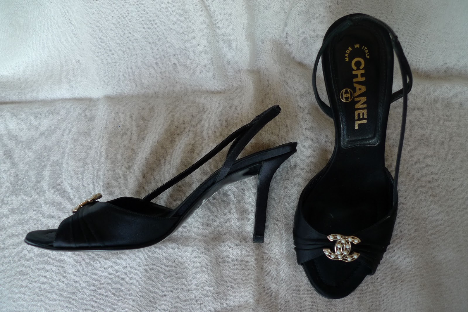 The Shoe Blog Chanel slingbacks 90mm in black satin