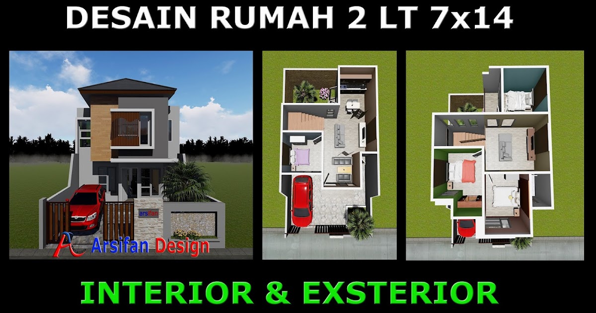 52+ Desain Rumah Minimalis 2 Lantai 7 X 14