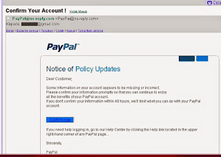 Email Paypal Palsu ini Lolos Dari Filter Spam Google