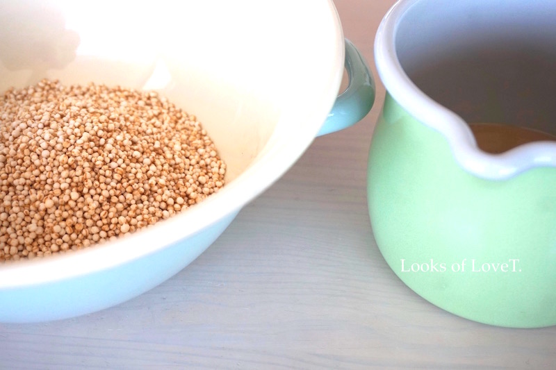 Süßes naschen ohne Gluten Quinoa Schnitte mit Erdnussmus, Ahornsirup